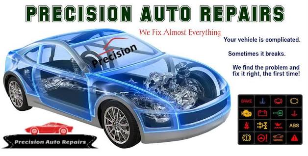 Cutaway view of a car showing engine, brakes and suspension components serviced by Precision Auto Repairs